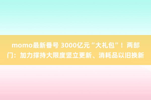 momo最新番号 3000亿元“大礼包”！两部门：加力撑持大限度竖立更新、消耗品以旧换新