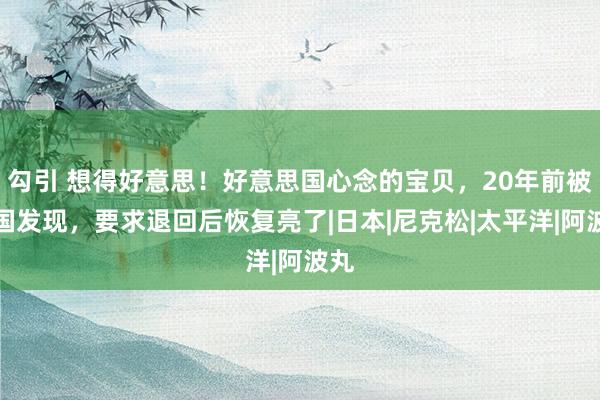 勾引 想得好意思！好意思国心念的宝贝，20年前被中国发现，要求退回后恢复亮了|日本|尼克松|太平洋|阿波丸